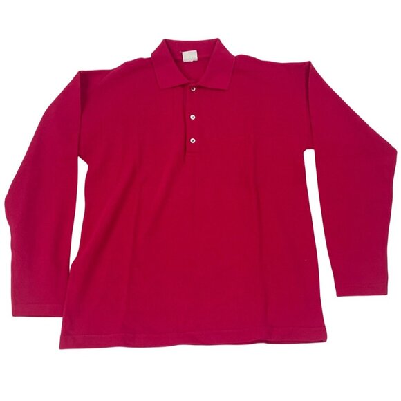 Vintage 012 Benetton Youth Boy's Pink Long Sleeve Polo Shirt Sz XL - Picture 1 of 6